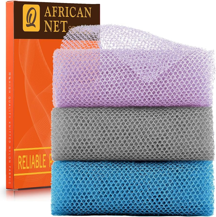 UJFQBH 3 Pieces African exfoliating net African Net Long Net Bath Sponge Exfoliating Shower Body ... | Amazon (US)