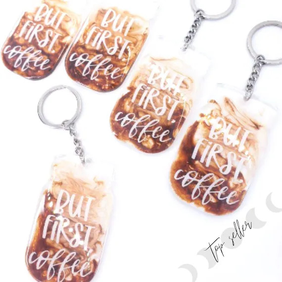 But First Coffee Lover Mason Jar Keychain - Etsy | Etsy (US)