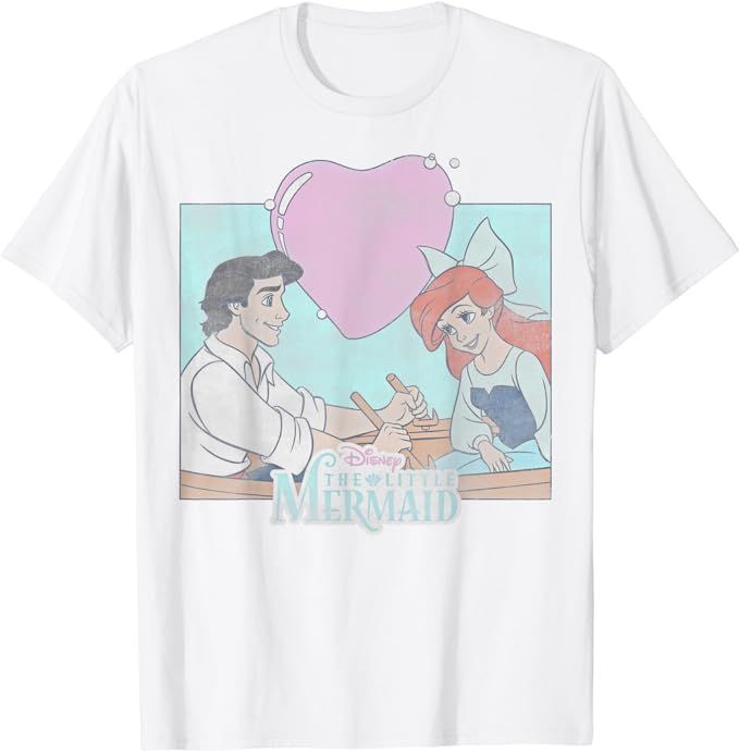 Disney The Little Mermaid Eric & Ariel Heart Portrait T-Shirt | Amazon (US)