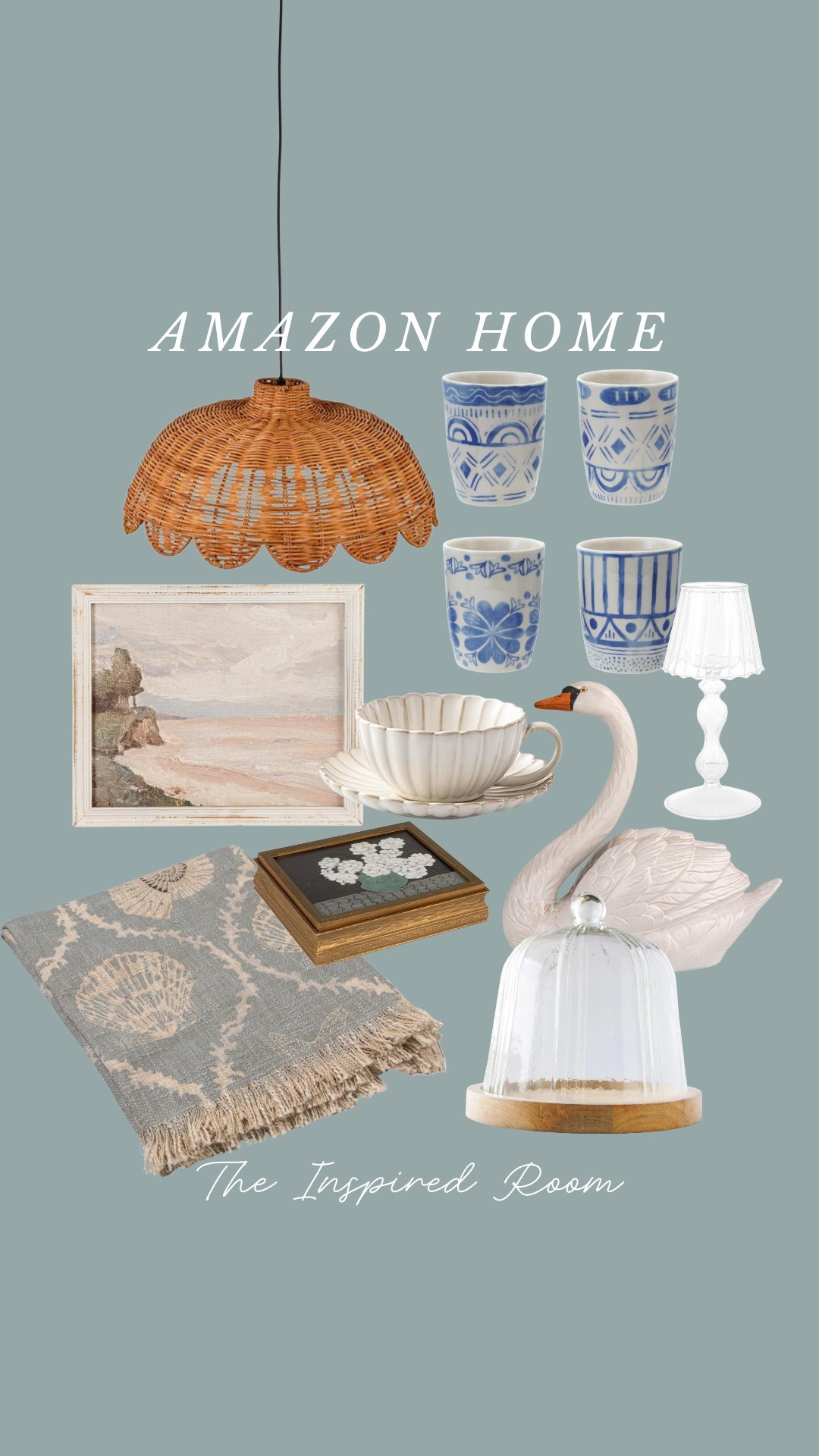 Newly added to my Amazon storefront - home finds, rattan lamp blue and white cups swan lamp shell throw blanket cloche art jewelry box 

#LTKSeasonal #LTKSaleAlert #LTKHome