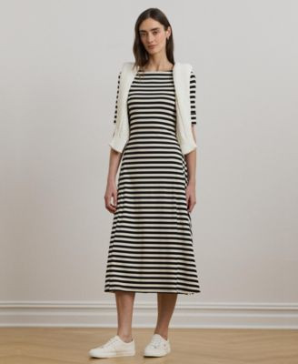 Lauren Ralph Lauren Women's Striped Stretch Cotton Midi Dress - Macy's | Macy's