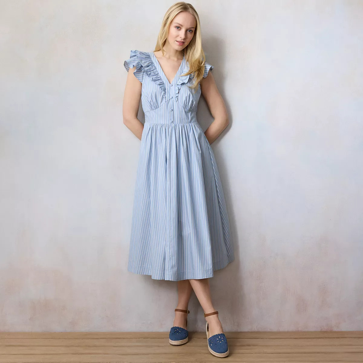 Women's LC Lauren Conrad V-Neck Button Front Midi Dress | Kohl's