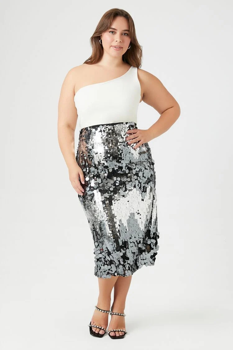 Plus Size Sequin Midi Skirt | Forever 21 | Forever 21 (US)