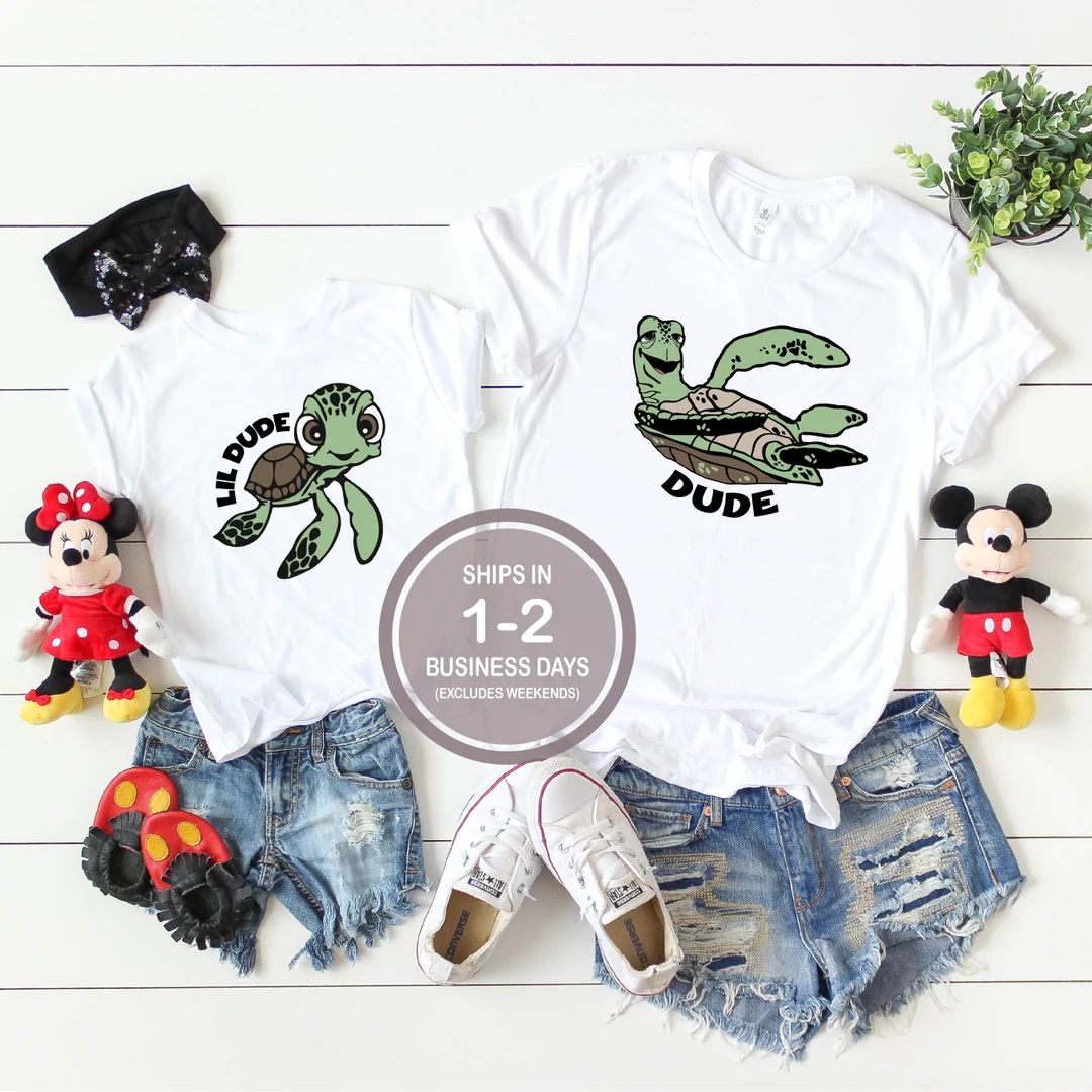 Dude Lil Dude Father Son Disney Shirt, Squirt Crush Shirts, Cute Kids Disney Shirt, Surfer Beach ... | Etsy (US)