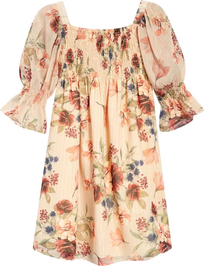 Pippa & Julie Smocked Bell Sleeve Floral Dress | Nordstrom | Nordstrom Canada