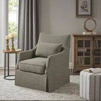 Martha Stewart Martha Stewart London Upholstered Skirted Swivel Armchair with Lumbar Pillow | Way... | Wayfair North America