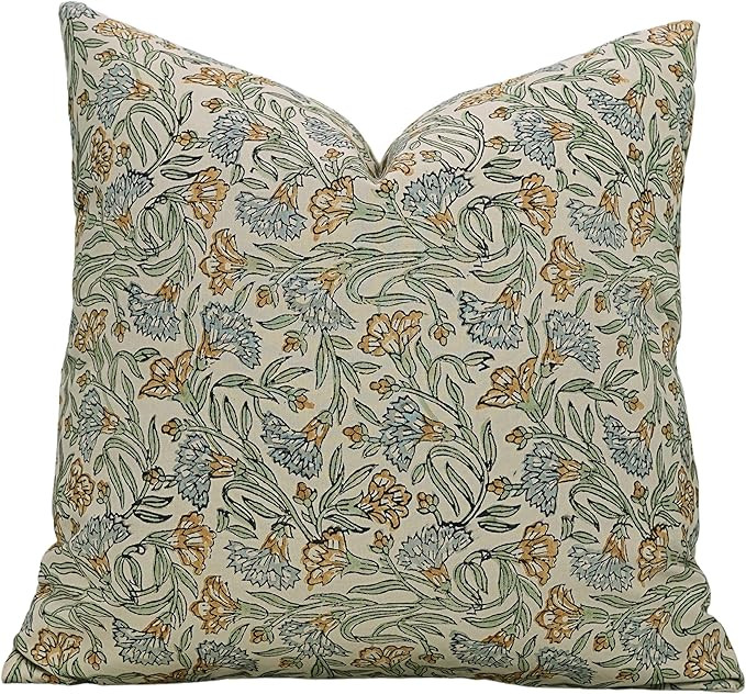 Fabritual Handmade Block Print Cotton Satin 16x16 Inches Decorative Throw Pillowcase Cushion Cove... | Amazon (US)