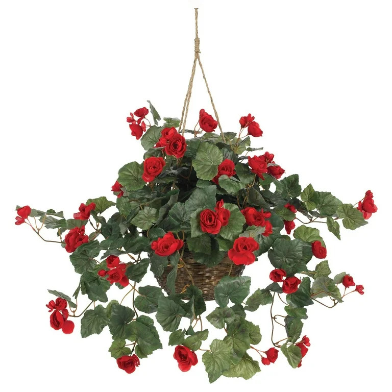Nearly Natural Begonia Hanging Basket | Walmart (US)