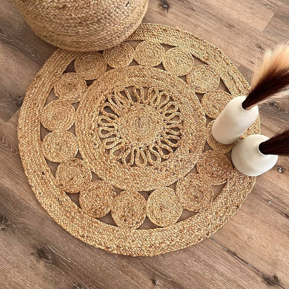 RITA RUGS HOME FURNISHING Demeter, 100% Jute, One of A Kind,Artisitic, Hand Woven Round Rug,Boho,... | Amazon (US)