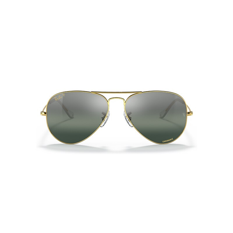 Ray-Ban Aviator Chromance Sunglasses Gold Frame Silver Lenses Polarized 58-14 | Ray-Ban (US)