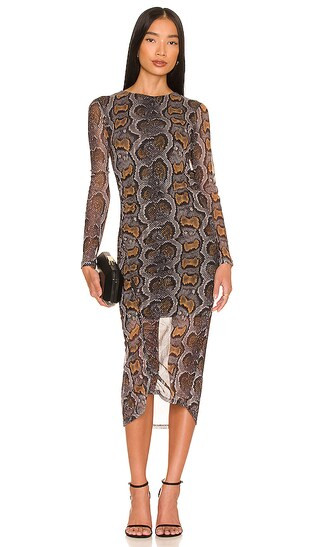 Norma Long Sleeve Snake Dress in Grey | Revolve Clothing (Global)