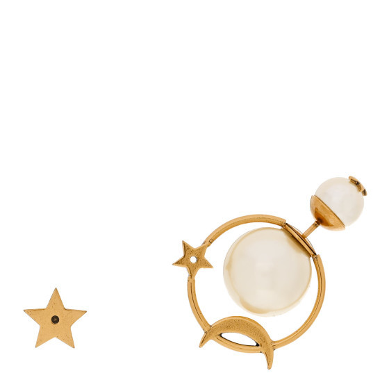 Pearl Moon and Star Tribal Hoop Earrings Gold | FASHIONPHILE (US)