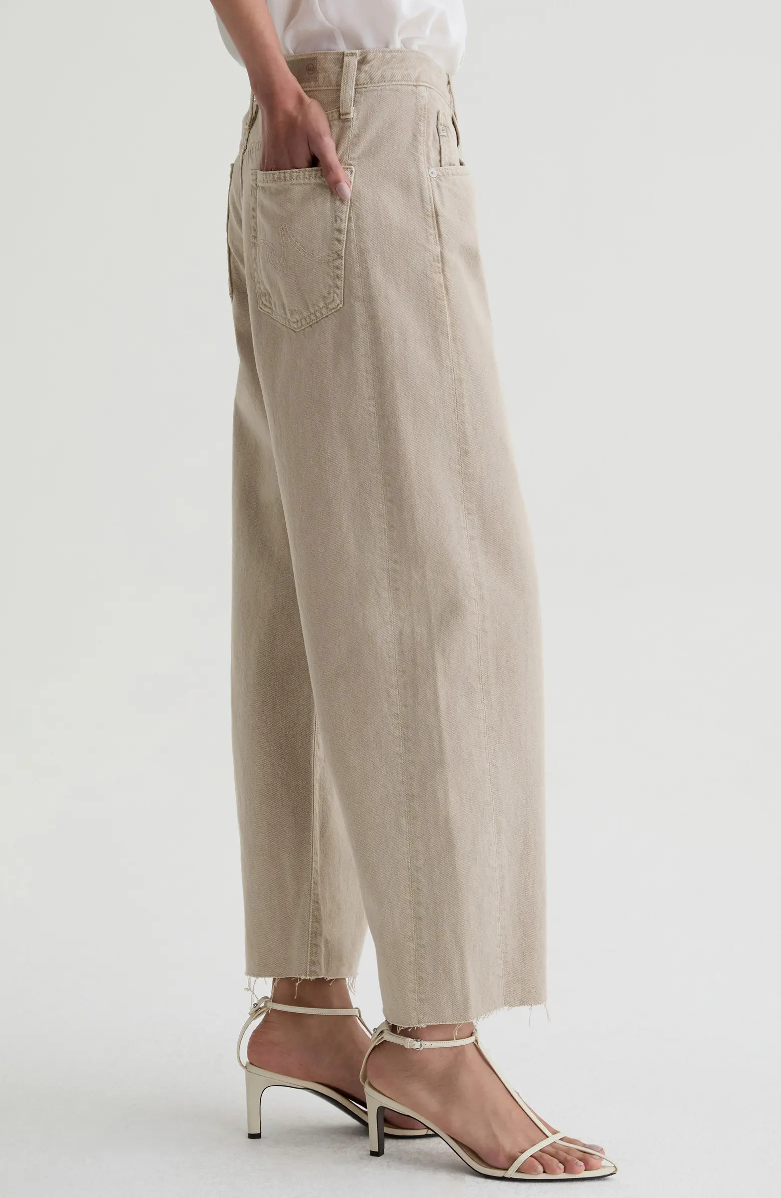 Hattie Raw Hem High Waist Crop Barrel Jeans | Nordstrom