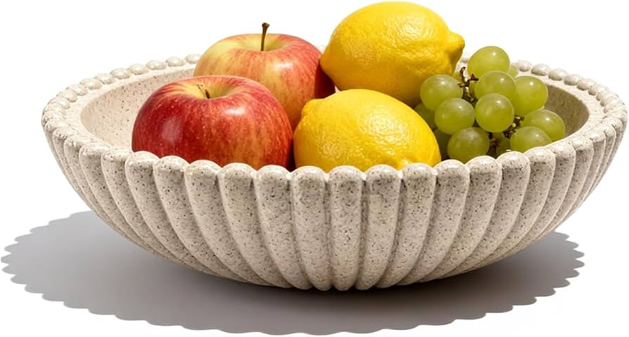 Gutedeal 10" Large Decorative Resin Bowl, Modern Handicraft Scalloped Ruffle Bowls for Home Decor... | Amazon (US)