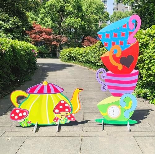 Alice Party Decorations Wonderland Yard Decor,Garden Tea Party Decorations Yard Stakes Stand Set,... | Amazon (US)
