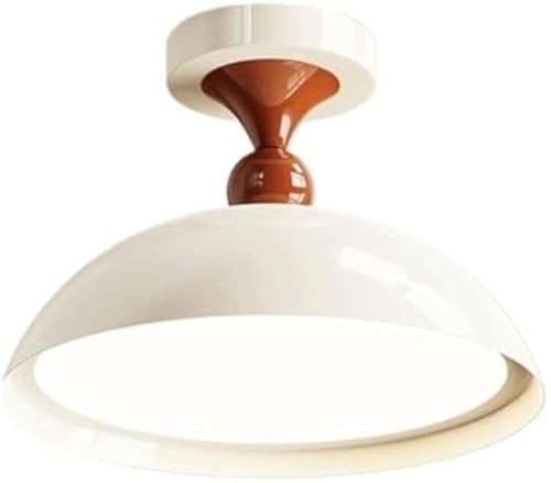 Modern Dome Shape Cream Chandelier Ceiling Lamp, 30W LED Semi Flush Mount Ceiling Light Fixture, White Close to Ceiling Light for Bathroom, Hallway, Bedroom, Living Room | Amazon (US)