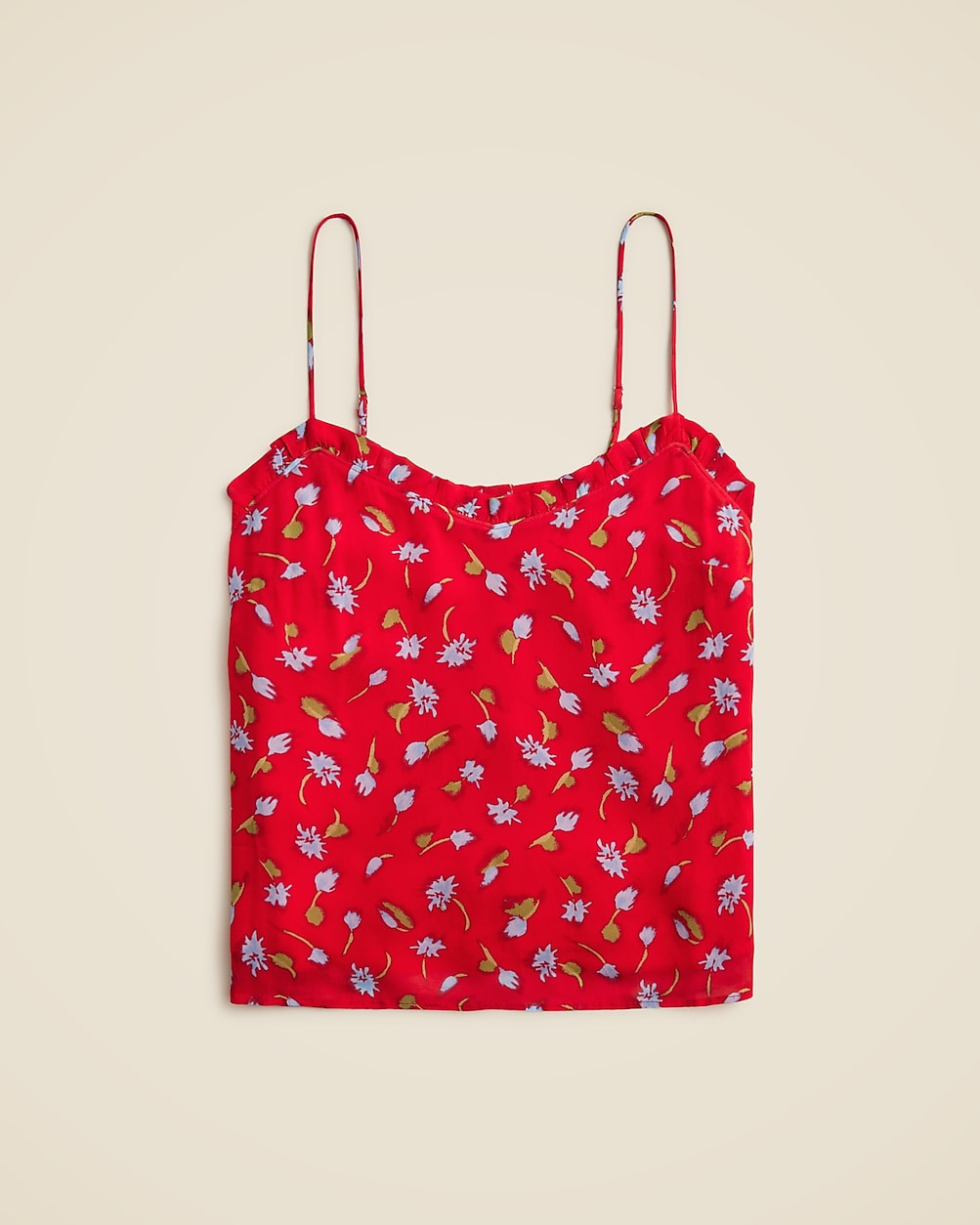 Ruffle-trim camisole in brushed daisy-print chiffon | J. Crew US
