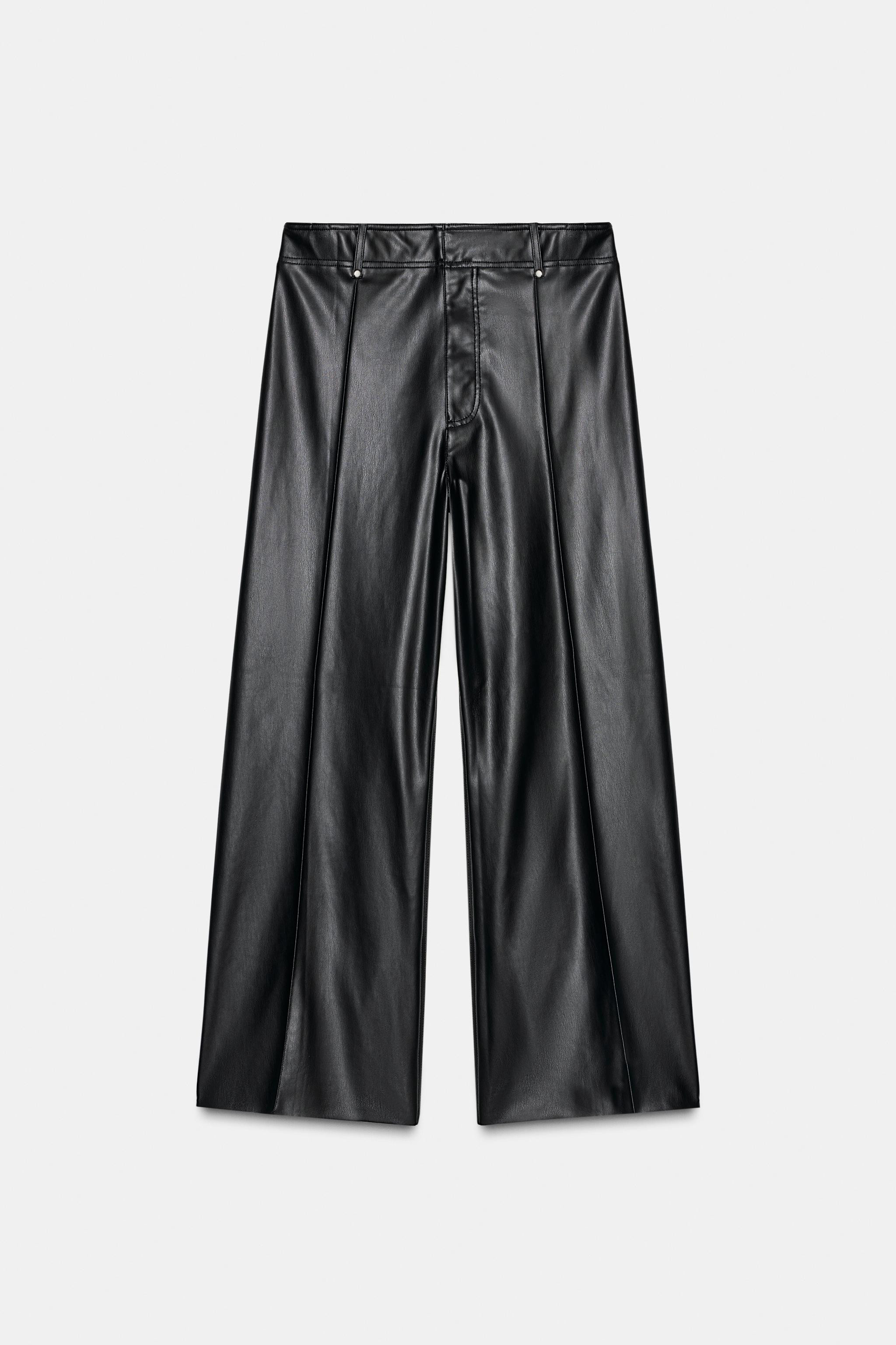 ZW COLLECTION FAUX LEATHER TAILORED WIDE LEG PANTS | Zara US