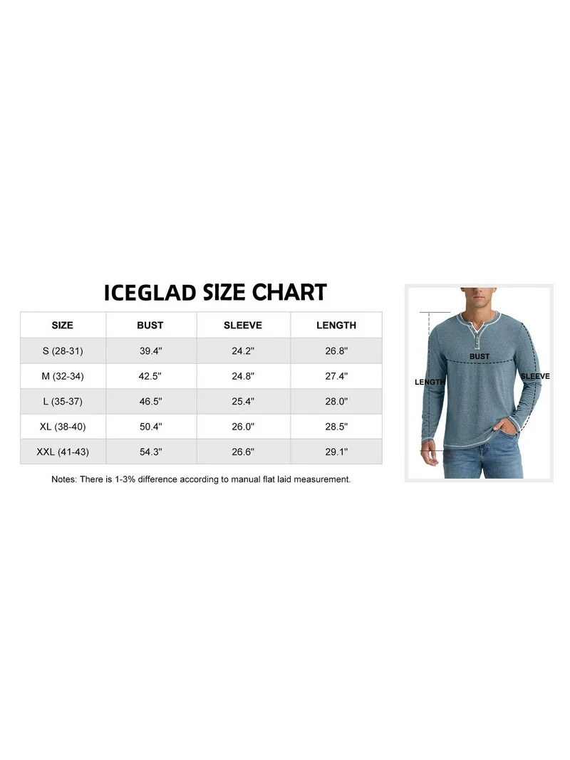 Iceglad Mens Henley Shirts Long Sleeve T Shirt Fashion Casual Slim V Neck Shirts | Walmart (US)