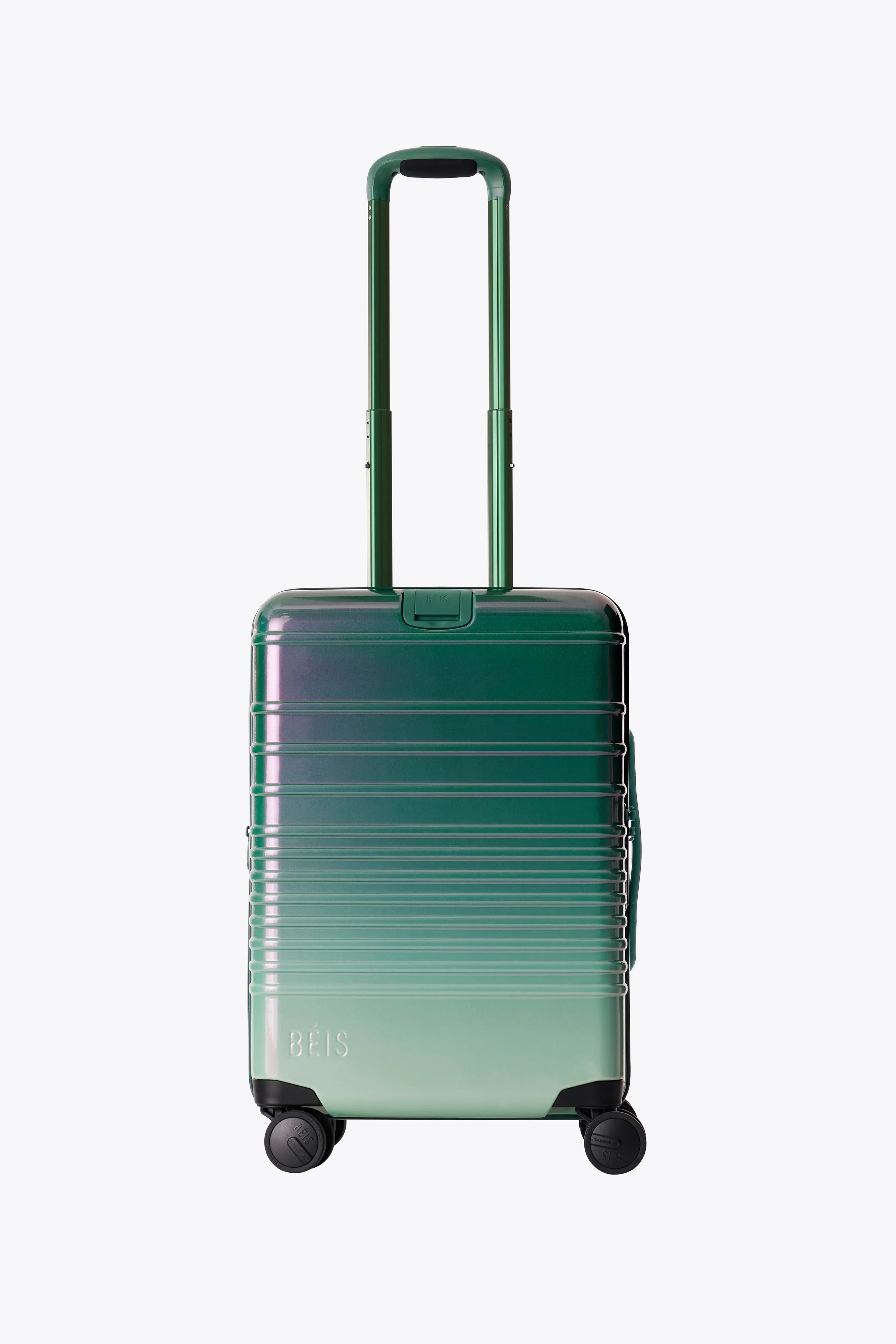BÉIS 'The Carry-On Roller' in Wicked Green - Iridescent Ombre Green Carry-On Rolling Suitcase | BÉIS Travel