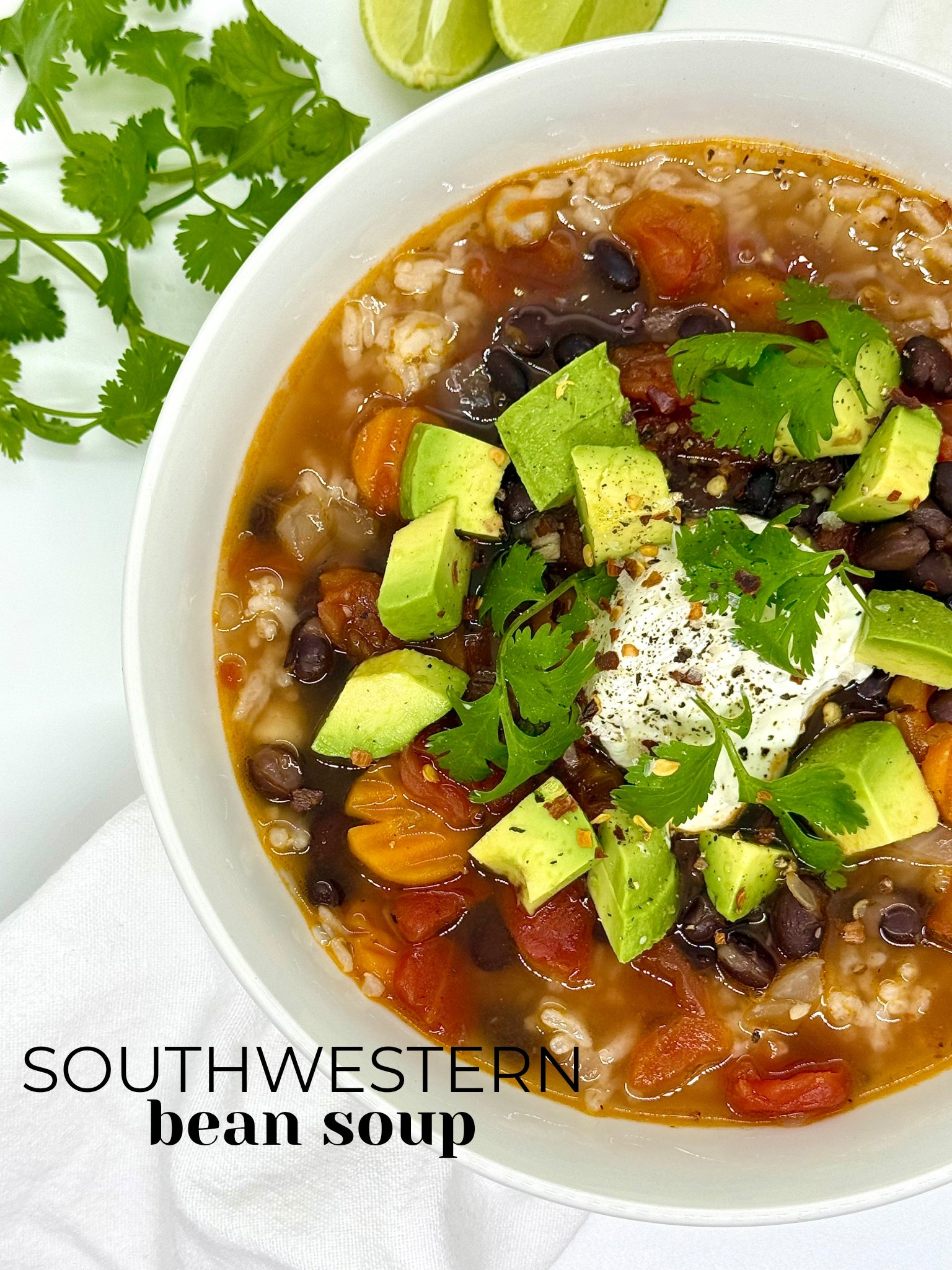 Trying to stay warm here in South Florida this weekend! Made this SOUTHWESTERN BEAN SOUP. Love making soups because you don’t need to be so exact on the measurements. Just have fun! 🍲 

1. Add olive oil to a pot on medium-high heat along with diced white onions, minced fresh garlic, carrots, salt and pepper. Sauté for about 7-8 minutes.
2. Add a 15-ounce can of black beans drained, a 15 ounce can of diced tomatoes drained and a 32-ounce carton of vegetable broth. 
3. Gently stir, lower heat to medium and cover. Let simmer for 20 minutes. 
4. Add a scoop of precooked rice (I always have prepped rice on hand) to a bowl and then ladle in the soup.  
5. Top with sour cream, diced avocado, cilantro, cracked pepper, red pepper flakes and sea salt flakes. Serve with a lime wedge. 

#easyrecipes #winter #kitchenfaves



#LTKSaleAlert #LTKfoodie #LTKmomlife