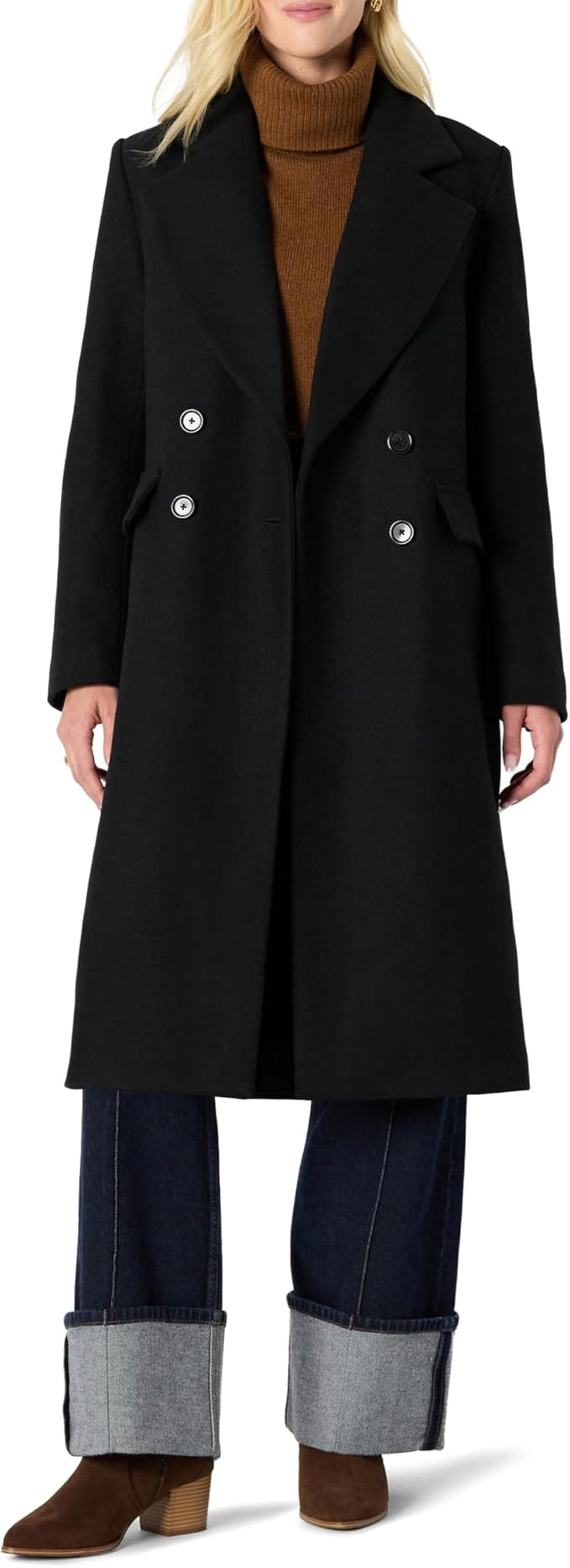 Amazon Essentials (Demi's Pick) Women's Regular-Fit Double Breasted Wool-Blend Longline Coat | Amazon (US)
