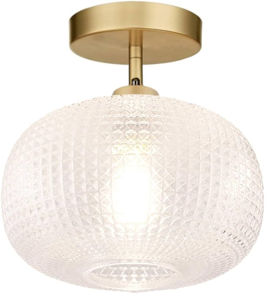 Gold Semi Flush Mount Ceiling Light Fixture,Hallway Light Fixtures,Industrial Close to Ceiling Li... | Amazon (US)