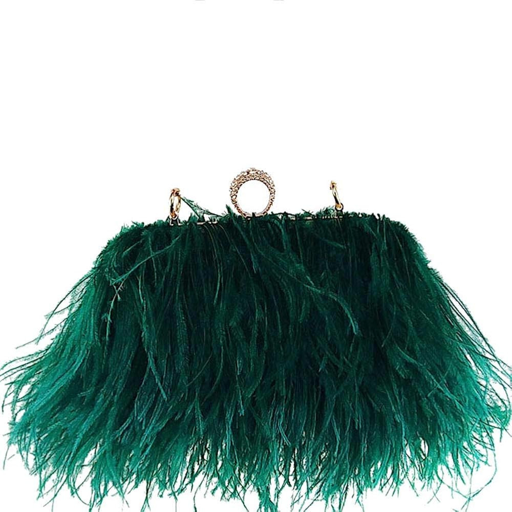 Women's Real Natural Ostrich Feather Tote Evening Dress Bag Shoulder Bag Party Money Bag Wallet C... | Amazon (US)