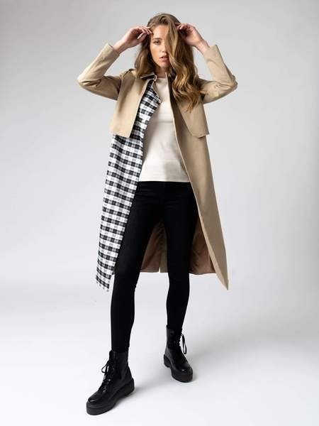 Trench Coat - Beige Check | Saint & Sofia UK