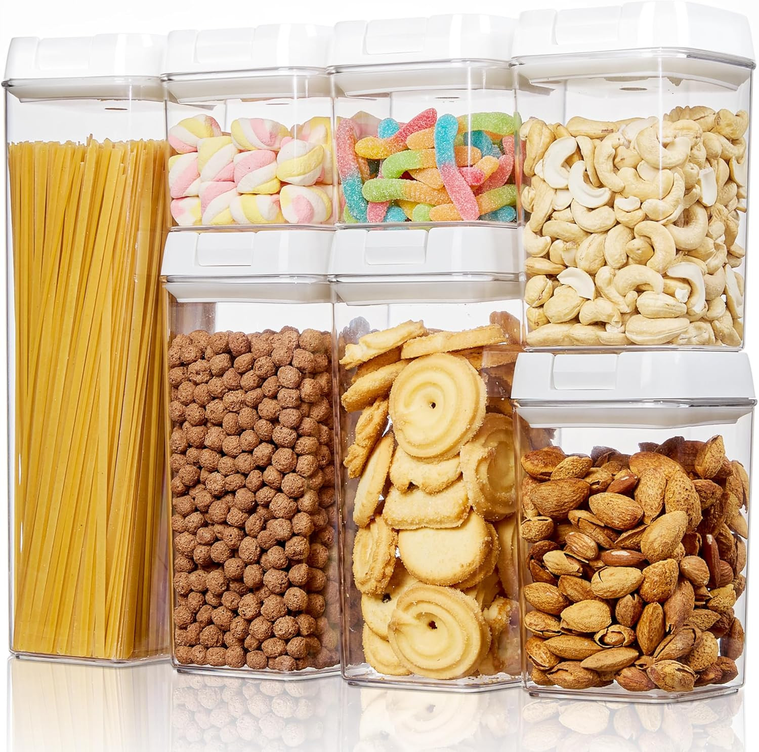 Vtopmart Airtight Food Storage Containers, 7 Pieces BPA Free Plastic Cereal Organizer Canisters w... | Amazon (US)