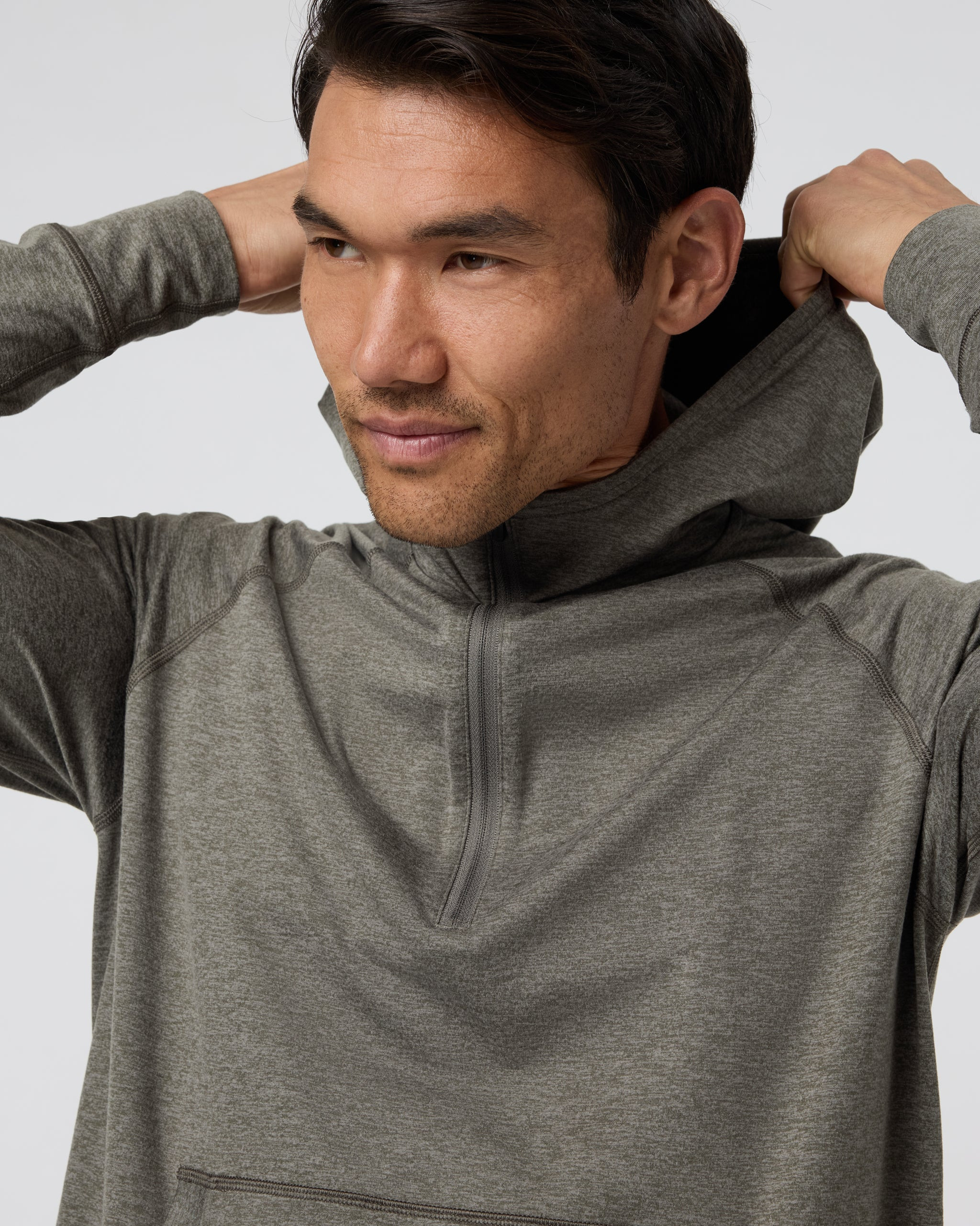 Ponto Performance Half Zip Hoodie | Warm Grey Heather | Vuori | Vuori Clothing (US & Canada)