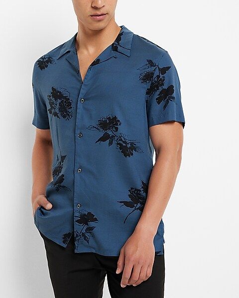 Floral Rayon Short Sleeve Shirt | Express