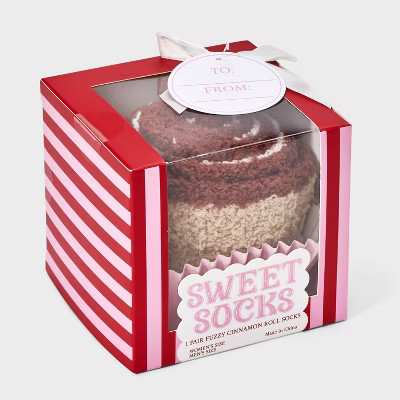 Adult Cinnamon Roll Cozy Crew Socks - Beige One Size Fits Most | Target