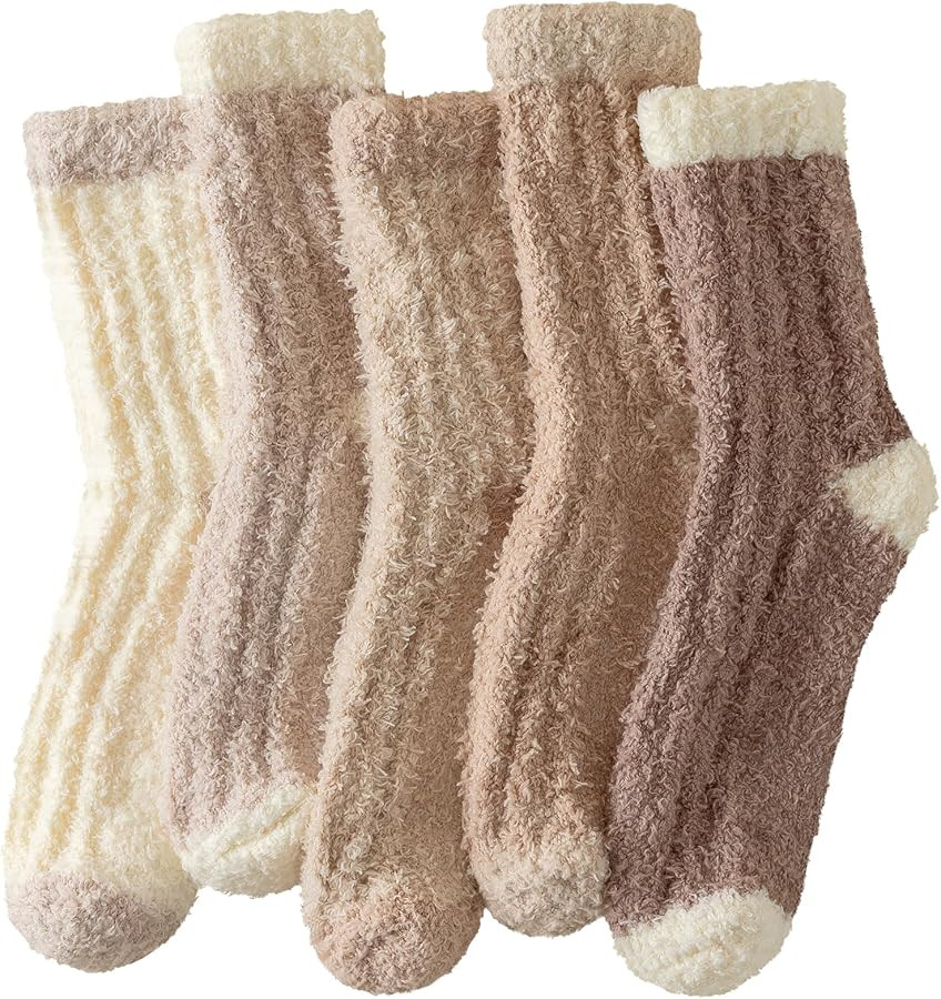 Clothclose Fuzzy Socks For Women, Womens Fuzzy Slipper Sock Super Soft Microfiber Fluffy Cozy Win... | Amazon (US)