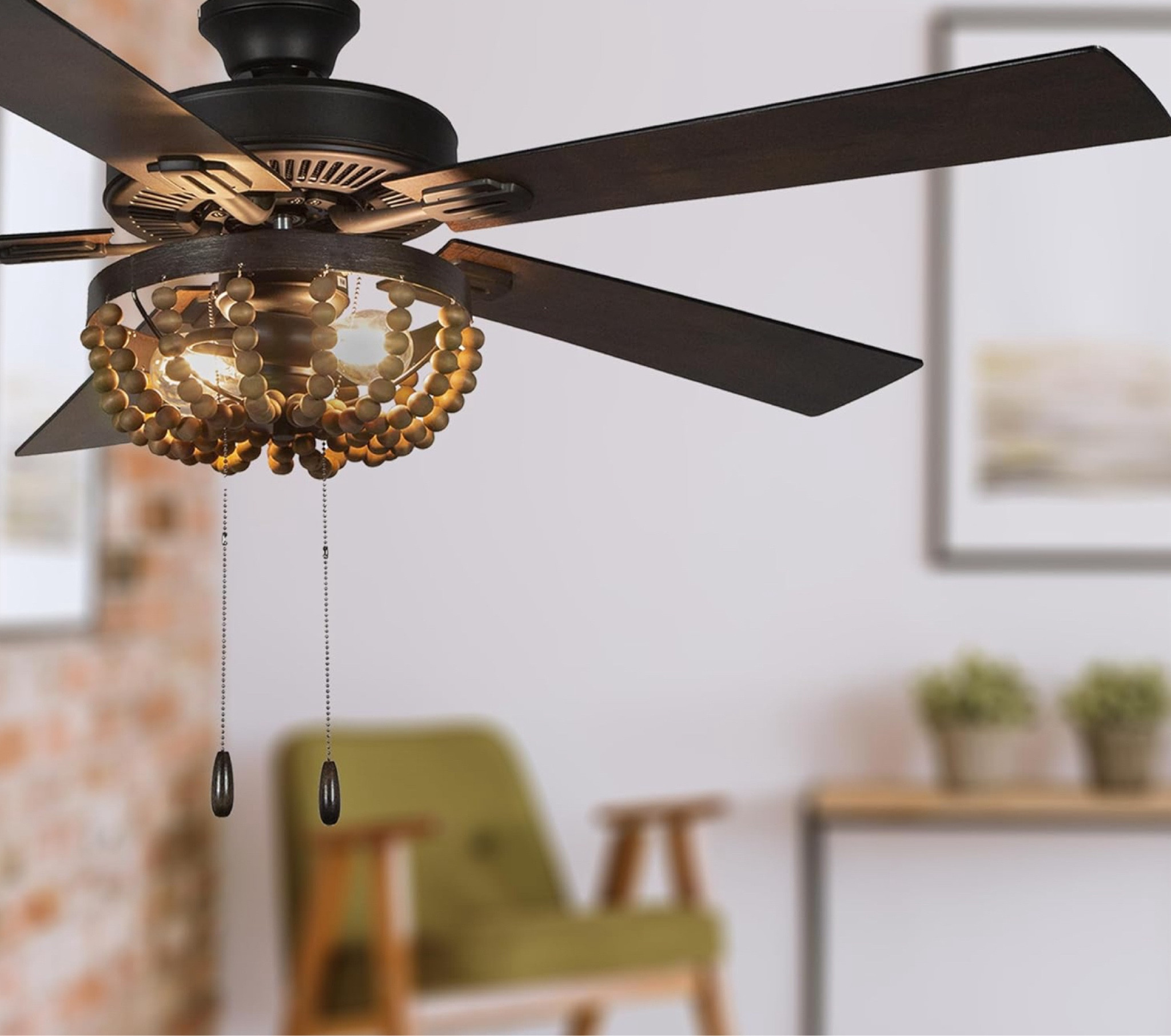 RIVER OF GOODS Coastal 52 Inch Wooden Bead LED Ceiling Fan, Brown beach home beach house

#LTKHome