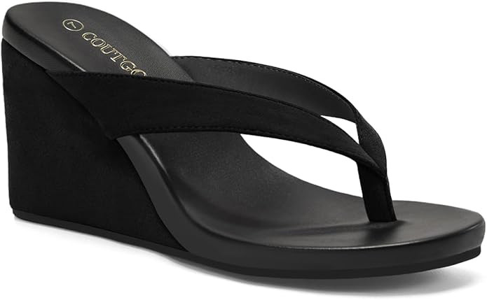 Coutgo Womens Wedge Heels Sandals Platform Flip Flops Slides Slip On Summer Beach Shoes | Amazon (US)