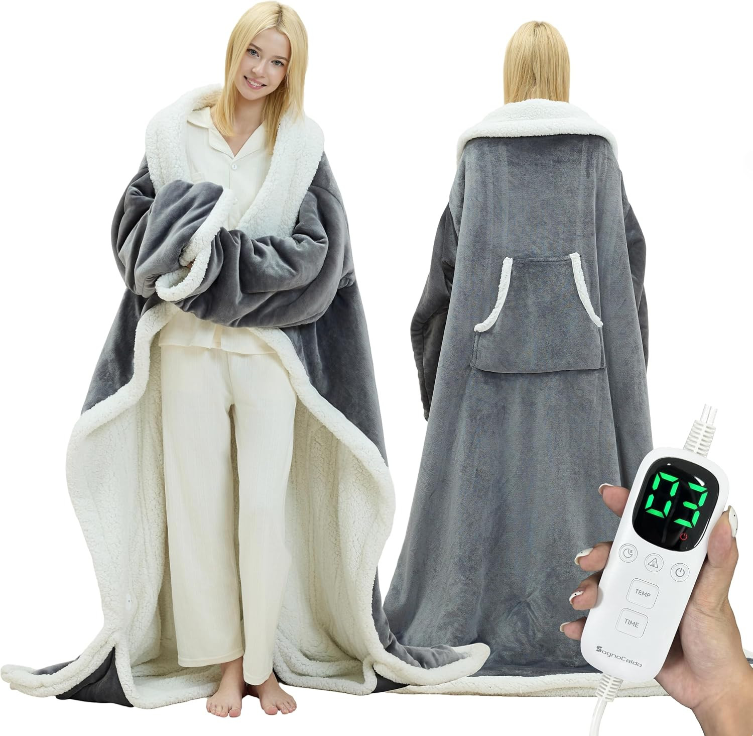 Wearable Heated Blanket with Foot Pocket, Heated Robes for Women | Amazon (US)