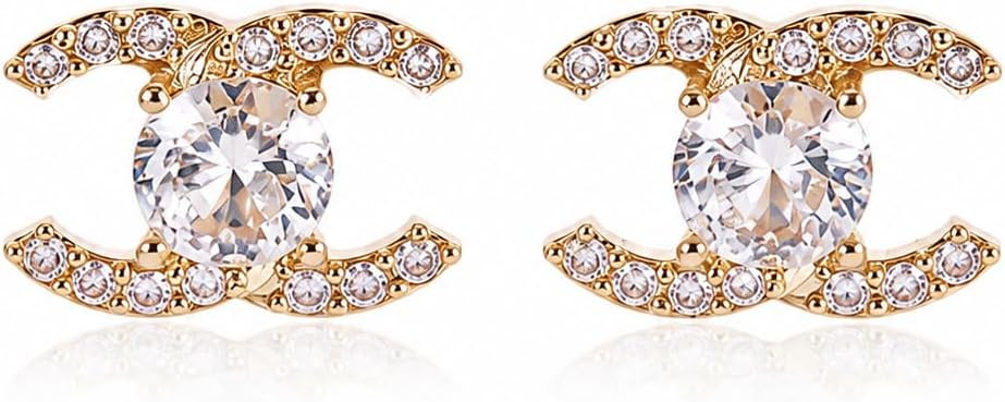 Crystal Stud Earrings, Gold-Tone with Cubic Zirconia | Amazon (US)