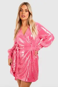 Plus Sequin Wrap Dress | boohoo (US & Canada)