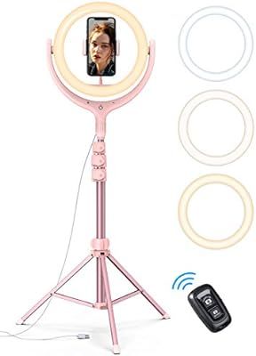 10'' Selfie Ring Light 67'' Tripod Stand - Lamicall LED Circle Halo Light with Cell Phone Holder ... | Amazon (US)