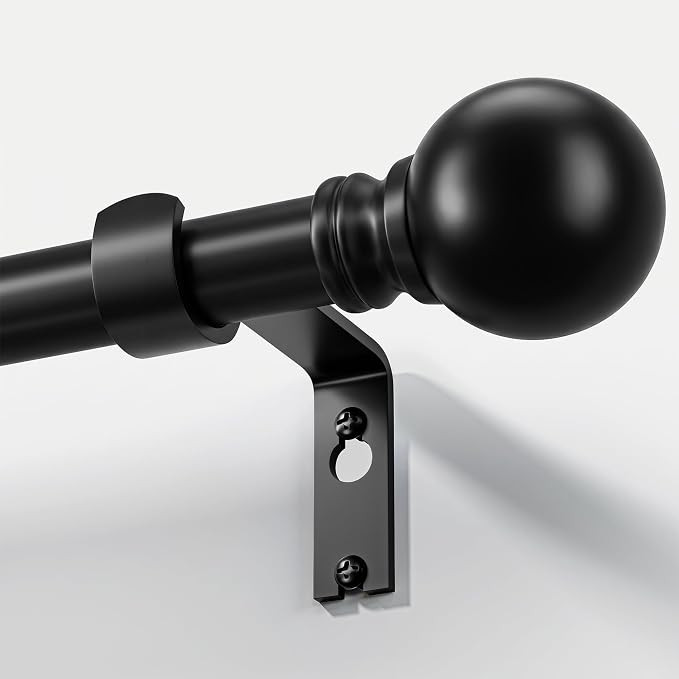 Black Curtain Rods for Windows 72 to 144 Inch 1" Diameter Heavy Duty Metal | Adjustable Extra Lon... | Amazon (US)