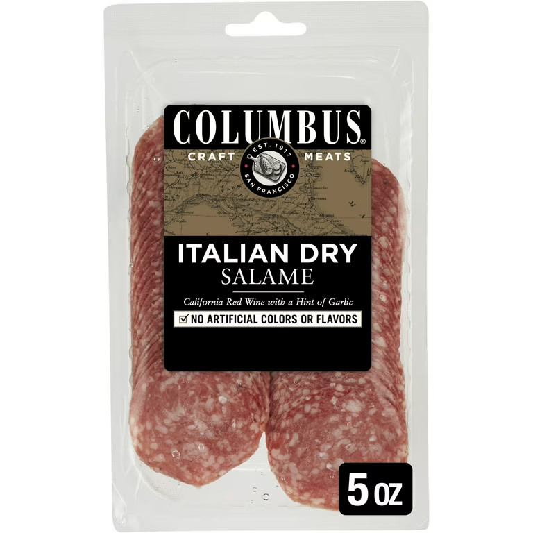 COLUMBUS Italian Dry Pork Salami, Sliced Charcuterie Meat, Serving size 28 g, Protein 6 g, 5 oz P... | Walmart (US)