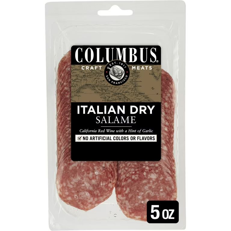 COLUMBUS Italian Dry Pork Salami, Sliced Charcuterie Meat, Serving size 28 g, Protein 6 g, 5 oz P... | Walmart (US)