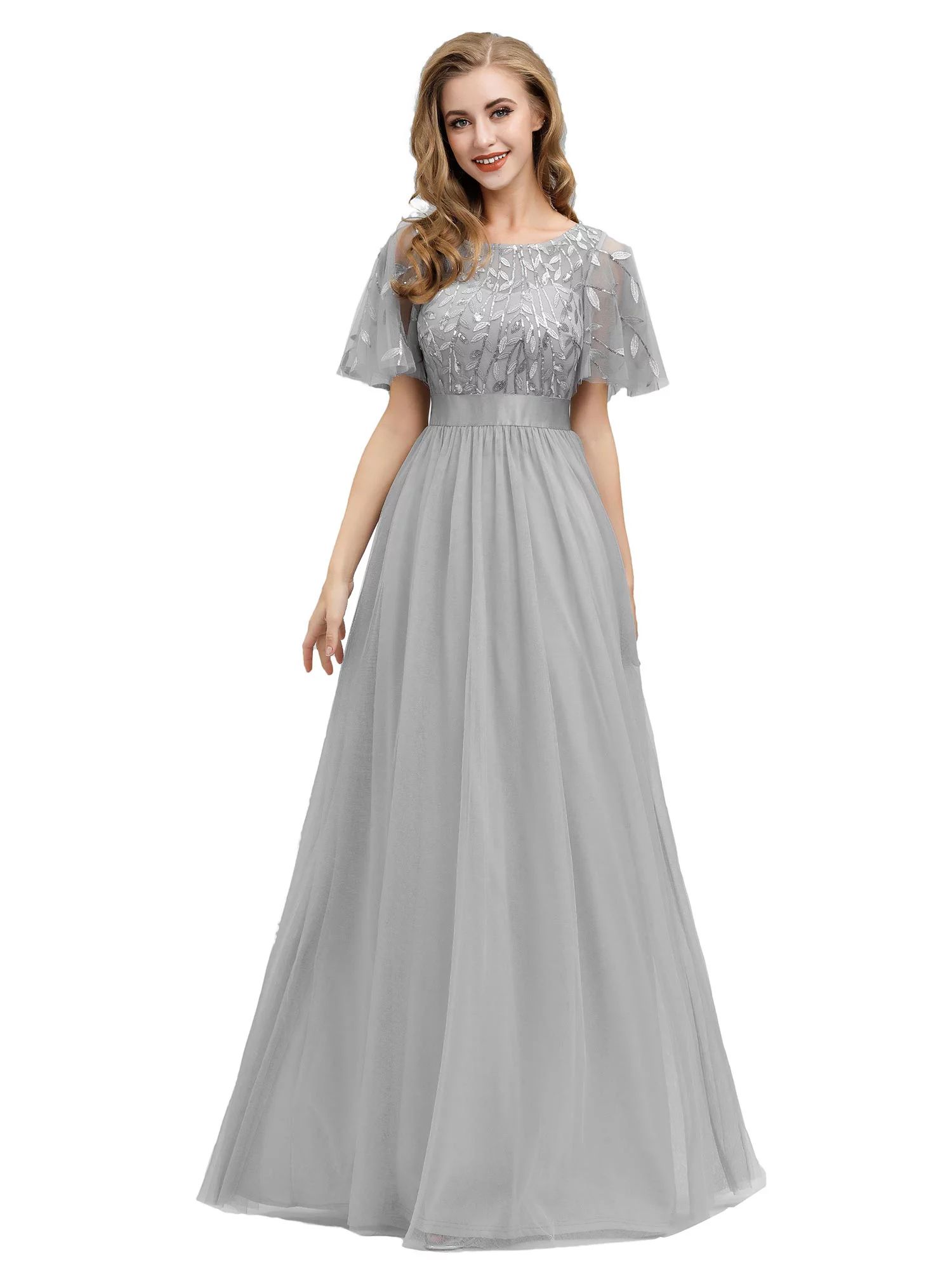 Ever-Pretty Womens Elegant Embroidery A-Line Bridesmaid Dresses for Women 00904 Grey US4 | Walmart (US)