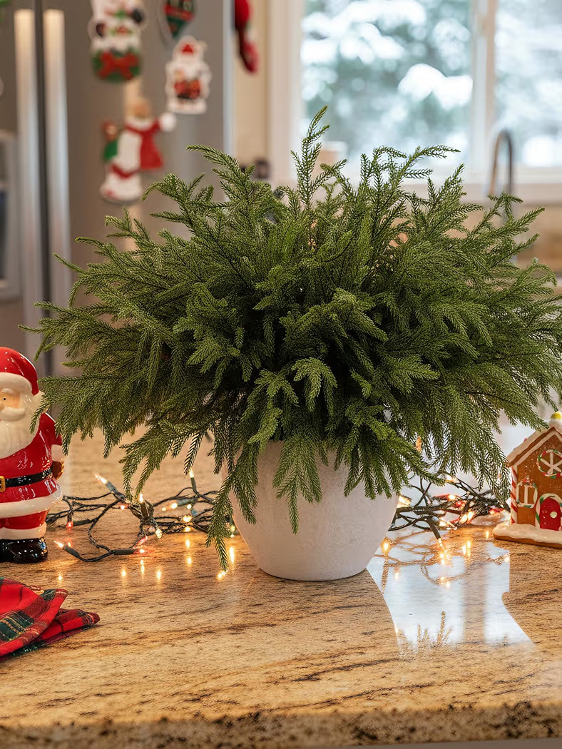 MISSPIN 12 Pcs 19.5 Inches Christmas Norfolk Pine Branches, Norfolk Pine Artificial Christmas Bra... | Amazon (US)