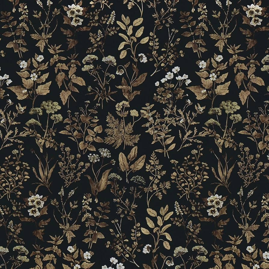 Dimoon 78.7"x17.3" Peel and Stick Wallpaper Contact Paper Black/Golden Floral Wallpaper Dark Flor... | Amazon (US)