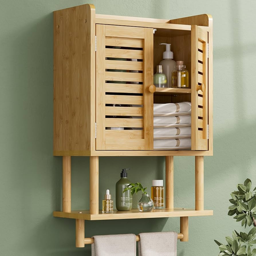 AmazerBath Bathroom Wall Cabinet, Bamboo Over The Toilet Storage Cabinet, Hanging Medicine Cabine... | Amazon (US)