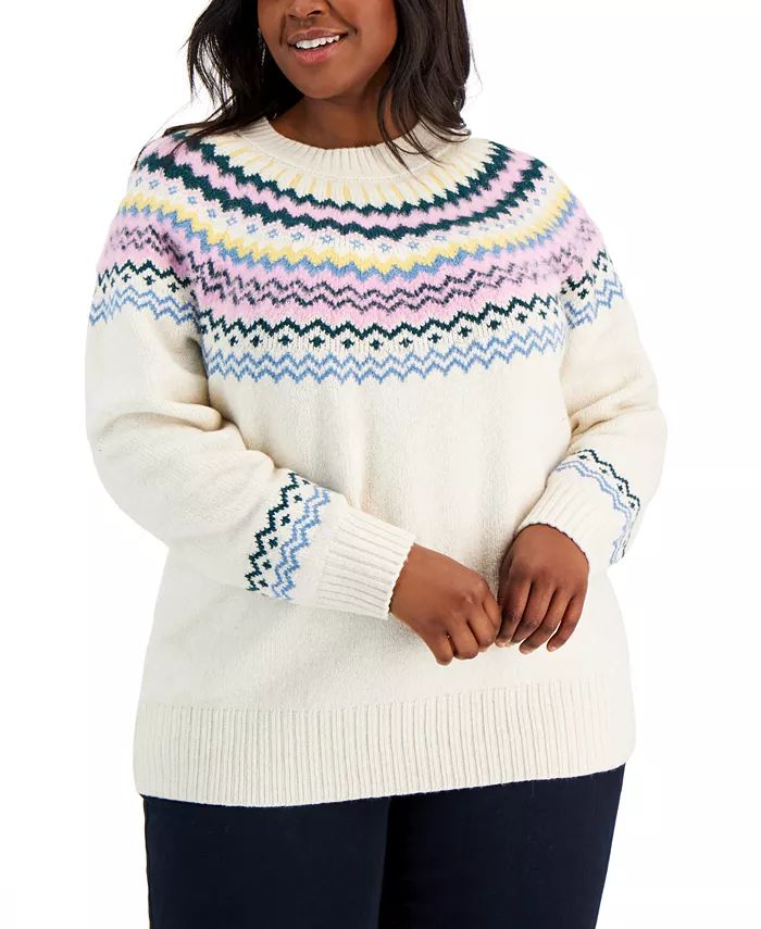 Plus Size Fair Isle Sweater, Created for Macy's | Macys (US)