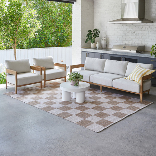 Temple & Webster Rocco Hand-Woven Check Indoor/Outdoor Rug | Temple & Webster AU