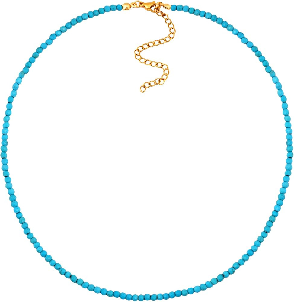 Sacina Trendy Dainty Created-Turquoise Crystal Beaded Choker, Blue Choker, Hippie Summer Necklace... | Amazon (US)